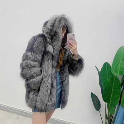 China Winter Anti Wrinkle Fur Crop Coats Hood Custom Design Short Style Fur Coat Jacket Women Fashionable Fox Fur Coat For Lady for sale