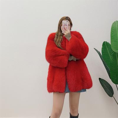 China New Design Anti-wrinkle Anti-wrinkle Women Winter Fox Fur Coat Fashion Genuine Thick Warm Jacket New Design Casual Overcoat for sale