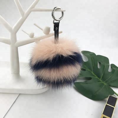 China Key Chain Logo Plush Bag Gift Opp Manufacturers Colorful Fox Fur Key Chain Gift 1pcs Real Gift Decoration Accessories Pompom Ball Custom Fur for sale