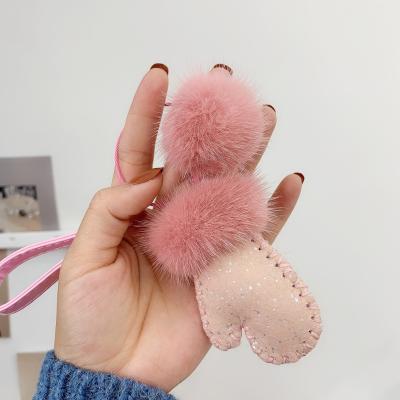 China Customized Pom Gloves Fur Cute Car Key Chain Sheepskin Fur For Bag Women Pendant Decoration Customized Color Yisheng 10pcs for sale