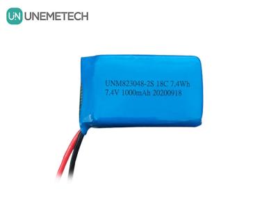 China 2S Bateria LiPo de alta taxa de descarga / Bateria de polímero de lítio de 18C 7.4v 1000mah 823048 à venda