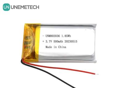 China Unemetech 3.7V Batería de Li-ion Polímero 500mAh Batería de Litio Polímero 802036 1.85Wh Batería LiPo en venta