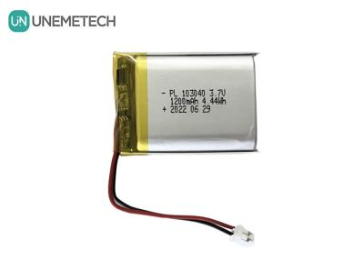 China Silver Rechargeable Lithium Polymer Battery 103040 Li Ion Battery 1200mAh 3.7V for sale