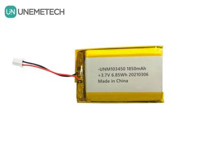 China 103450 3.7V 1850mAh Bateria recarregável de lipo IEC62133 UN38.3 MSDS Bateria de lítio-polímero aprovada à venda