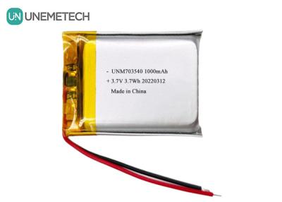 China Batería LiPo 1000mAh 703540 3.7V Batería recargable de Li Polymer para productos electrónicos en venta