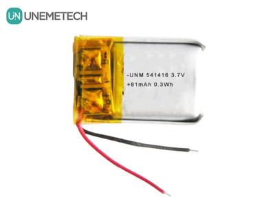 중국 3.7V Lipo Rechargeable Batteries 541416 81mAh Small LiPo Battery for Bluetooth Headsets 판매용