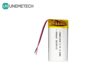 China 600mAh wiederaufladbare Li-Polymer-Batterie 851838 3,7V benutzerdefinierte Lipo-Batterie zu verkaufen