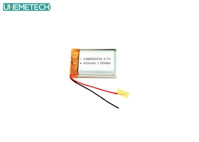 China 3.7V 420mAh 802030 Wiederaufladbare Lithiumbatterien aus Polymer für elektronische Geräte zu verkaufen