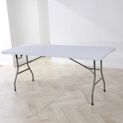 China Easy Assembly HDPE Easy Carry Long Folding Wooden Multifunctional Folding Table for sale