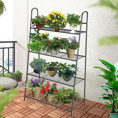 China Durable Material Flower Iron Rack Steel Plant Rack Landing Decoration For Balcony for sale