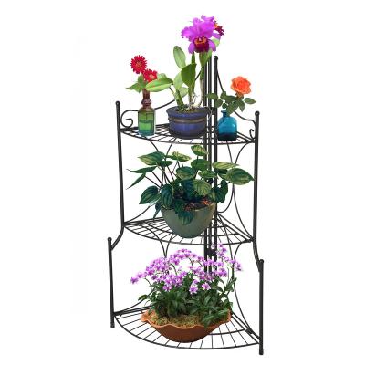 China Indoor Golden Material Durable Metal Flower Pot Decorative Rack For Balcony for sale