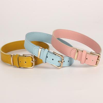 China Custom Logo Luxury Designer Fashion Genuine New Arrival Custom Leather Dog Collar for sale