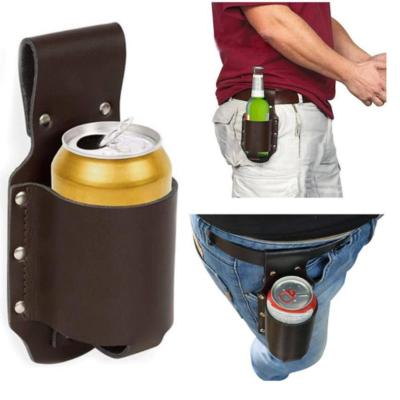 China Storage Hot Sale Customized Portable Stubby Waterproof Genuine Leather Beer Holder For Beer Can for sale