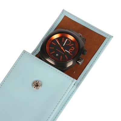 China Custom Handmade Logo Single Leather Watch Case Watch Storage Bag For Travel Watch Bag for sale