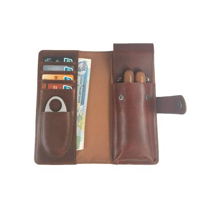 China Custom Handmade High Quality Leather Travel Cigar Bag Storage Portable Folding Cigar Box for sale