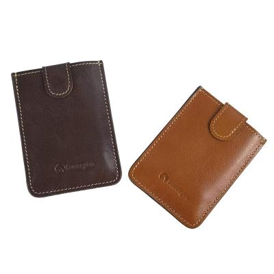 China New Fashion Durable Customized Logo Handmade Leather Hidden Multi-Card Slot Credit Card Holder for sale