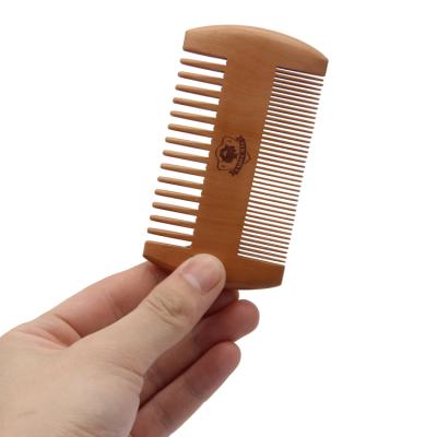 China Wholesale Warm Comb Natural Pear Wood Comfortable For Beard Comb Wooden Small And Portable Beard Comb for sale