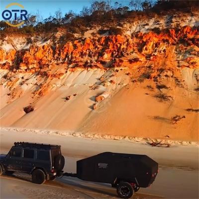 China Small lightweight coated off-road folding overland trailer camper caravan travel trailer rv with tents for sale