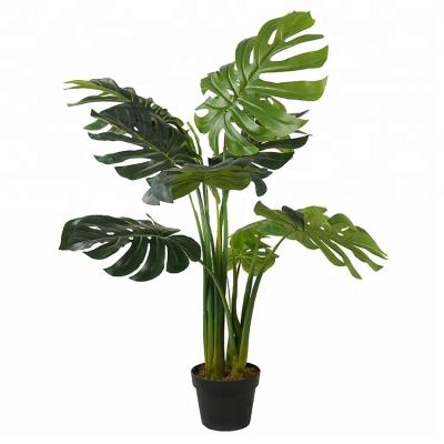 China Highly Simulation Monstera Deliciosa Bonsai Plants 110cm Small Plant Sales Artificial Tree Hot Artificial Decorative Artificial Tree Plant for sale