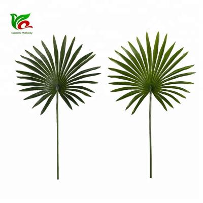 China Good quality indoor plastic fan decoration fake palm leaf leaves for room decoration for sale