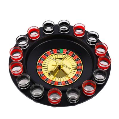 China Plastic and Glass Russian Drinking Roulette Set Wheel Turntable Bar KTV Drinking Game Entertainment with 16pcs 2pcs Wine Glass Steel Ball for sale