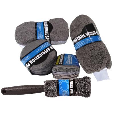 China Auto Care Cleaning 9pcs/Set Cleaning Tools Microfiber Towel Auto Car Tire Sweep Soft Absorbency Glove Car Motorcycle Gasket Care Detailing Set for sale