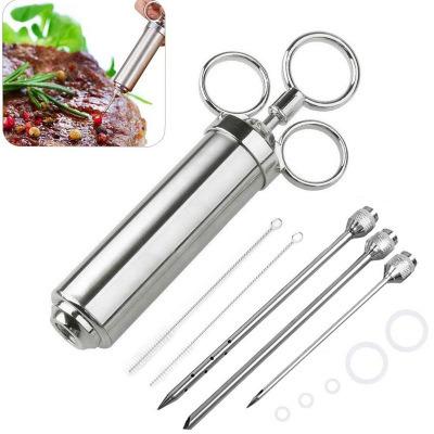 China Dropshipping Turkey Stocked Meat Injector Stainless Steel Injector Marinade Injector Seasoning Syringe for sale