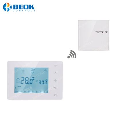 China Wireless Remote Control Boiler Room HVAC RF Control Electronic Heating Thermostat with Wireless Remote Sensor for sale