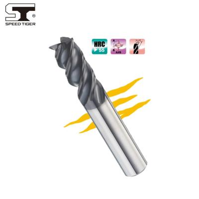 China ~HRC55 High-hardened Steel PVE Uneven Spline Spacing Helix End Mill Bits For Steel for sale