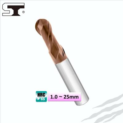 China ~HRC65 High-hardened HRC65 P-SFUBT-TiSiN Steel Ball Nose Carbide End Mill For High Hardened Steels for sale