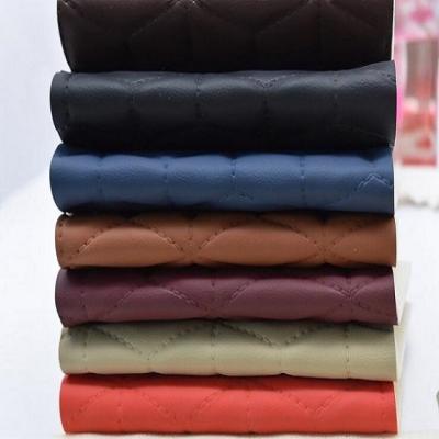 China Diamond Pattern Waterproof Embroidery PVC Artificial Synthetic Leather With Sponge For Car Seat Or Sofa Chair for sale