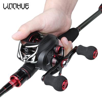 China LINNHUE Carbon Fiber Baitcasting Rod Combo Carbon Fiber Baitcasting Rod 2 Sections 2.1m 2.4m Fishing Lure Rod Baitcasting Reel Set for sale