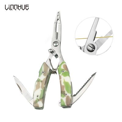 China LINNHUE Pliers Fishing Pliers Stainless Steel Scissor Cutter Multifunctional Portable Folding Line Remove Hook Fishing Tools Pliers for sale