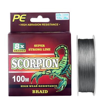 China LINNHUE Strength 4 Yarn 8 Threads High Tensile Strong PE Braided Fishing Line 100m 0.4#-10.0# Multifulament Far Possibility Smooth Fishing Line for sale