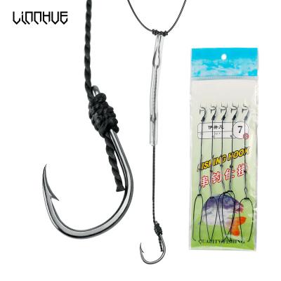 China PE line& Japan LINNHUE 5pcs Ise Hook Fishhook Barbed High Carbon Twine Anti-Wrap Carp Sea Fishing Freshwater Accessories Sharp Hooks for sale