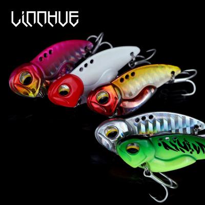 China LINNHUE Zinc Alloy 1pcs Fishing Bait 8g 12g 14g 20g 3D Metal Blade VIB Lure Eyes Bite Hard VIB Tackle Bass Spoon Spinner Sinking Bite for sale