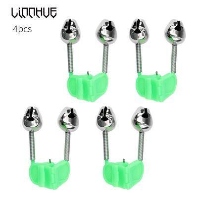 China ABS+stainless LINNHUE 4pcs Sea Fishing Bells Stainless Steel Alarm Fishing Rod Clamp Green ABS Cheap Rod Bite Clip Sea Fishing Accessory for sale