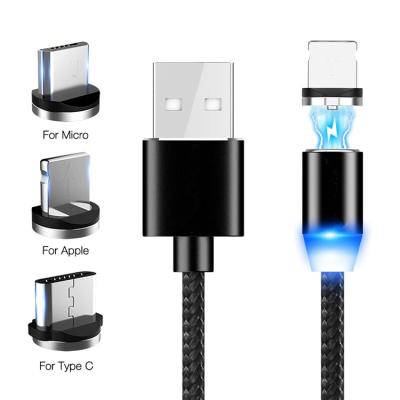 China Fast MP3/MP4 Player Phone Micro USB Charging Cable With Magnetic Nylon Aluminum Alloy For Iphone Type C Android 3 In 1 Magnetic Cables for sale