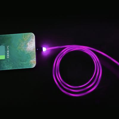 China 2020 Cell Phone Magnetic Fast Charging Glowing LED Custom Length 3 in 1 USB Cable for iPhone Type C Android. for sale