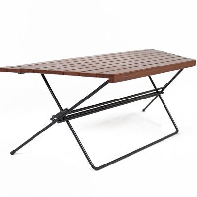 China Modern DIY Splicing Triangular Bamboo Campfire Table Portable Foldable Camping Table Dining Picnic Table For Camping for sale