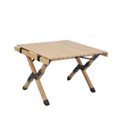 China Modern Hot Sale Outdoor Popular Bamboo Folding Wooden Folding Table Camping Picnic Dining Table Egg Roll Table for sale