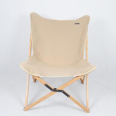 China Modern custom portable fishing folding outdoor beach chair BBQ picnic chair natural wood color camping khaki view for sale