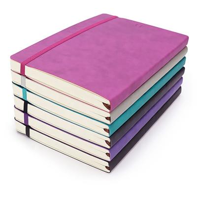 China Recycled and Eco-friendly Custom Premium Journal Printing Soft PU Leather Notebook Cover with Closing Strip for sale