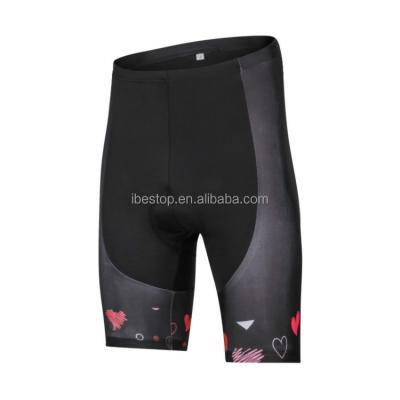 China Antibacterial heart printed cycling shorts women cycling red shorts for ladies flatflock stitching free for sale