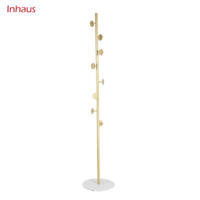 China Nordic Scandinavian style floor-standing luxury gold metal marble coat hanger bedroom light stand for sale