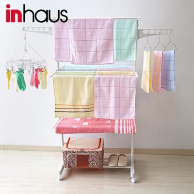 China Eco-friendly 3 Tier Style Towel Use Folding Garment Rack Or Clothes Drying Rack With Hanger for sale