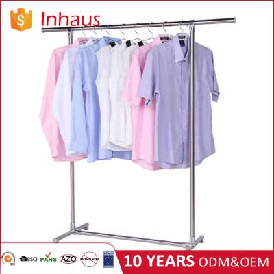 China Adjustable Clothes Shop Stylish Adjustable Metal Single Rail Hanging Clothes Rack for sale