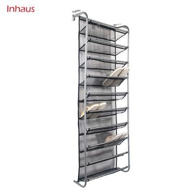 China CLASSIC 36 Pairs Over The Door Shoe Rack 10 Tier Shoe Organizer Wall Mounted Shoe Hanging Shelf, Space Saving for sale