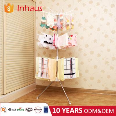 China Folding 3 Layers Folding Cloth Drying Rack Space Saving Garment Revolving Hanging Rack for sale