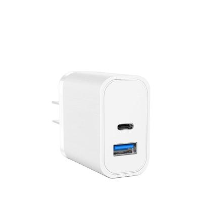 China High Quality Dual Ports PD Usb+Type-C Mobile Wall Charger Fast Charging Usb 20w Fast Charger for sale